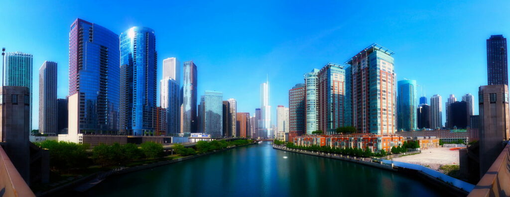 Chicago Skyline from a boat on the river